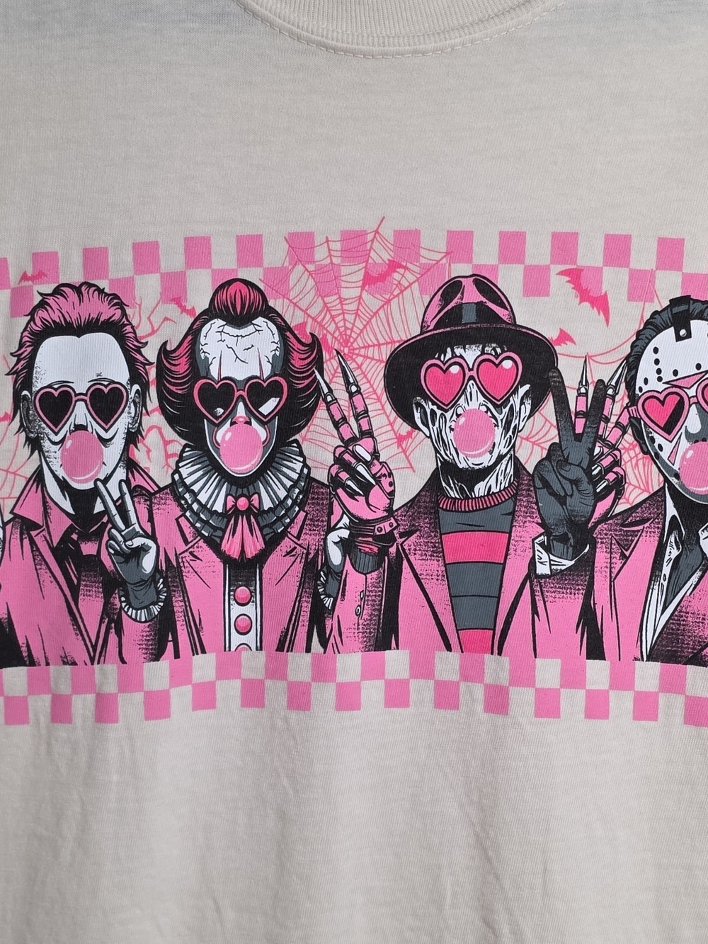 Comfort Colors Cream Tee with Hot Pink and Black Graphic Unisex